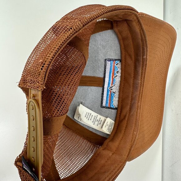 Mens Patagonia Baseball Trucker Hat Tan/Brown Mesh Snapback - Picture 7 of 9